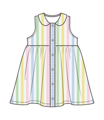 Angel Dear - Ric Rac Stripe Jill Button Front Dress