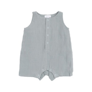 Angel Dear - Solid Muslin Slate Gray Sleeveless Shortie Romper