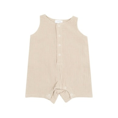 Angel Dear - Solid Muslin Oxford Sleeveless Shortie Romper