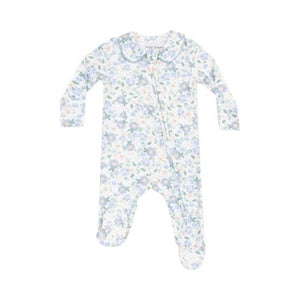 Angel Dear - Baby Veronical Floral Peter Pan Collar Zip Footie