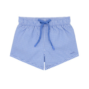 minnow - boys sky blue gingham boardie