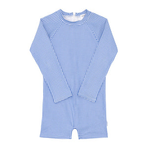 minnow - unisex sky blue gingham rashguard one piece