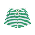 minnow - boys bermuda green stripe french terry short