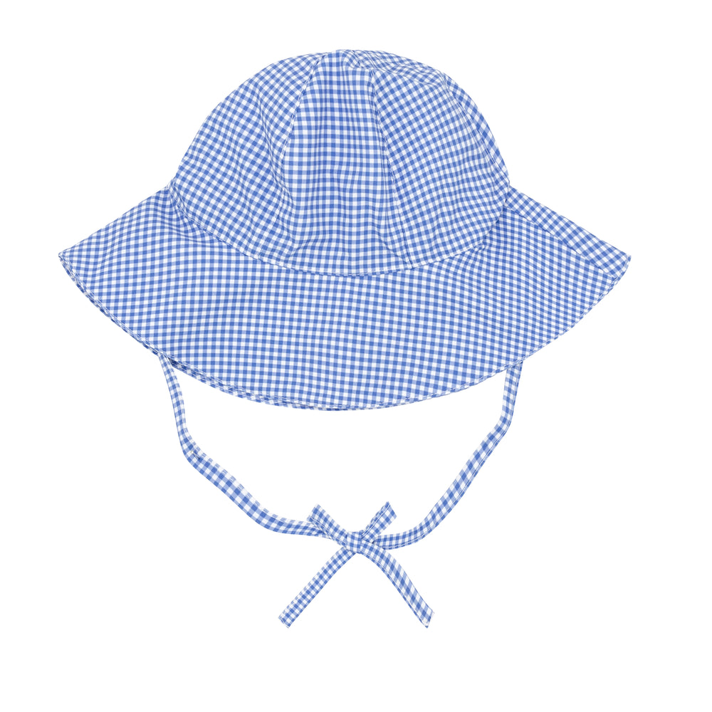 minnow - baby blue micro gingham sun hat