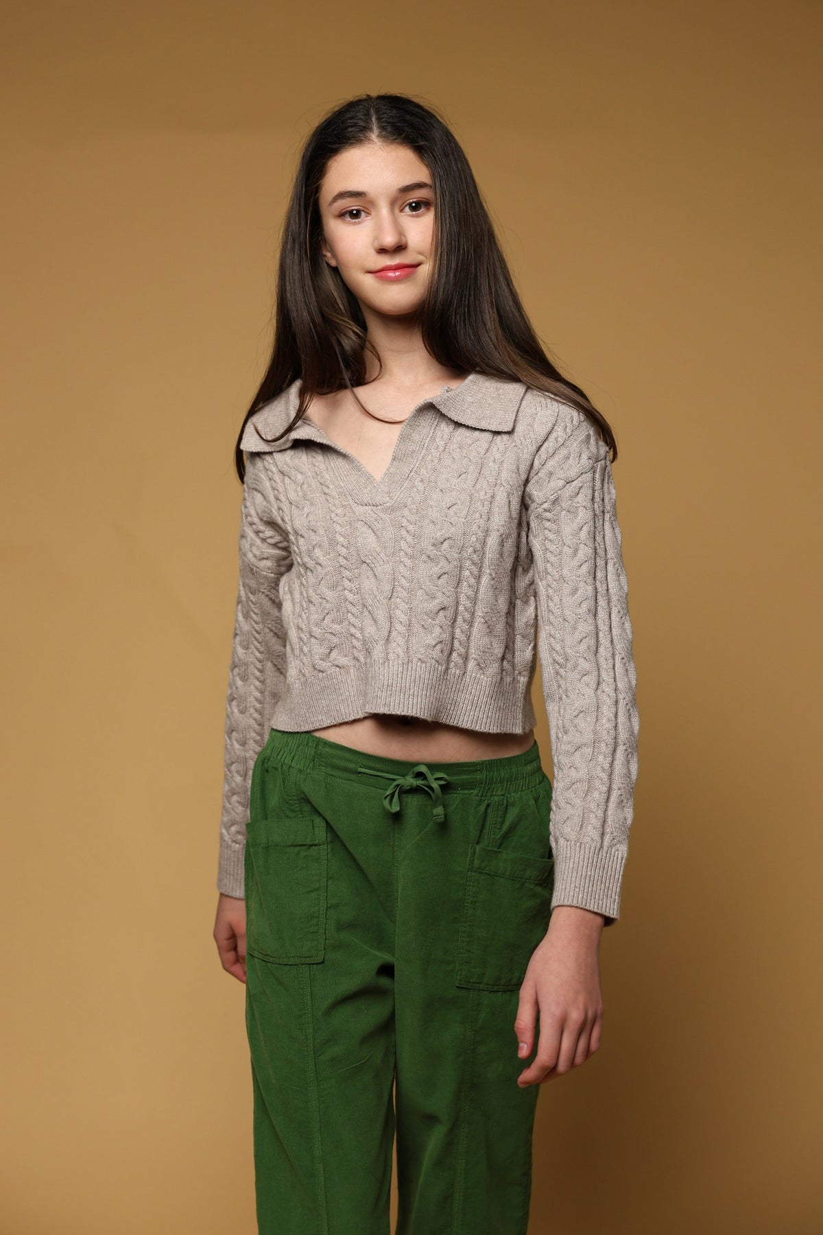 Heathered Cashmere Polo Collar Sweater