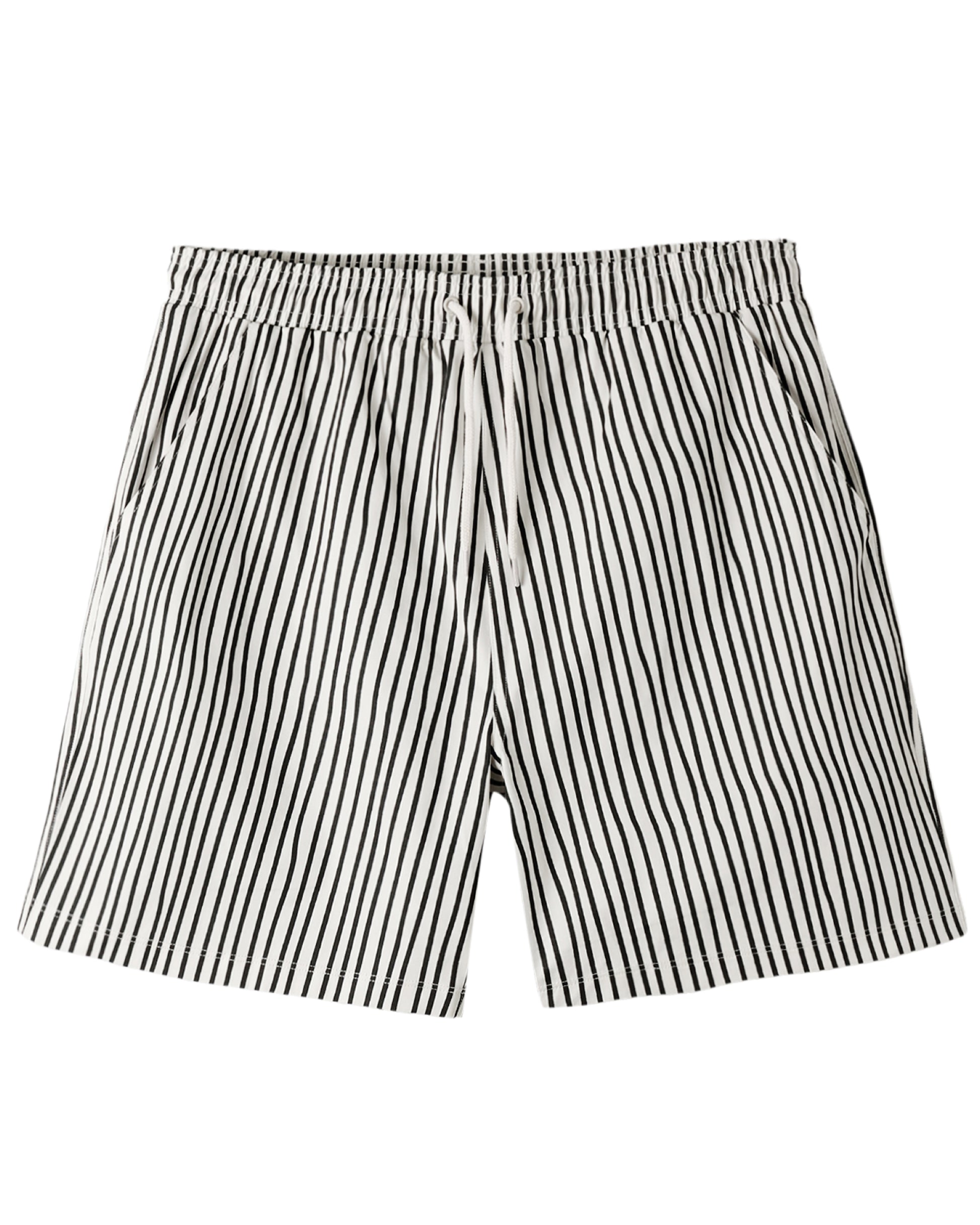 Men's wavy stripe basic boardshort by Rylee & Cru featuring a relaxed fit and vibrant wavy stripe pattern.