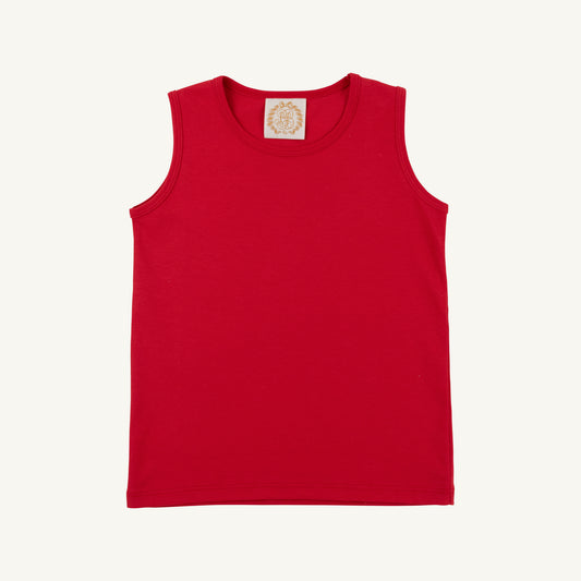 Richmond Red Tay Tay Tank by The Beaufort Bonnet Company featuring a vibrant red sleeveless top with playful design details.
