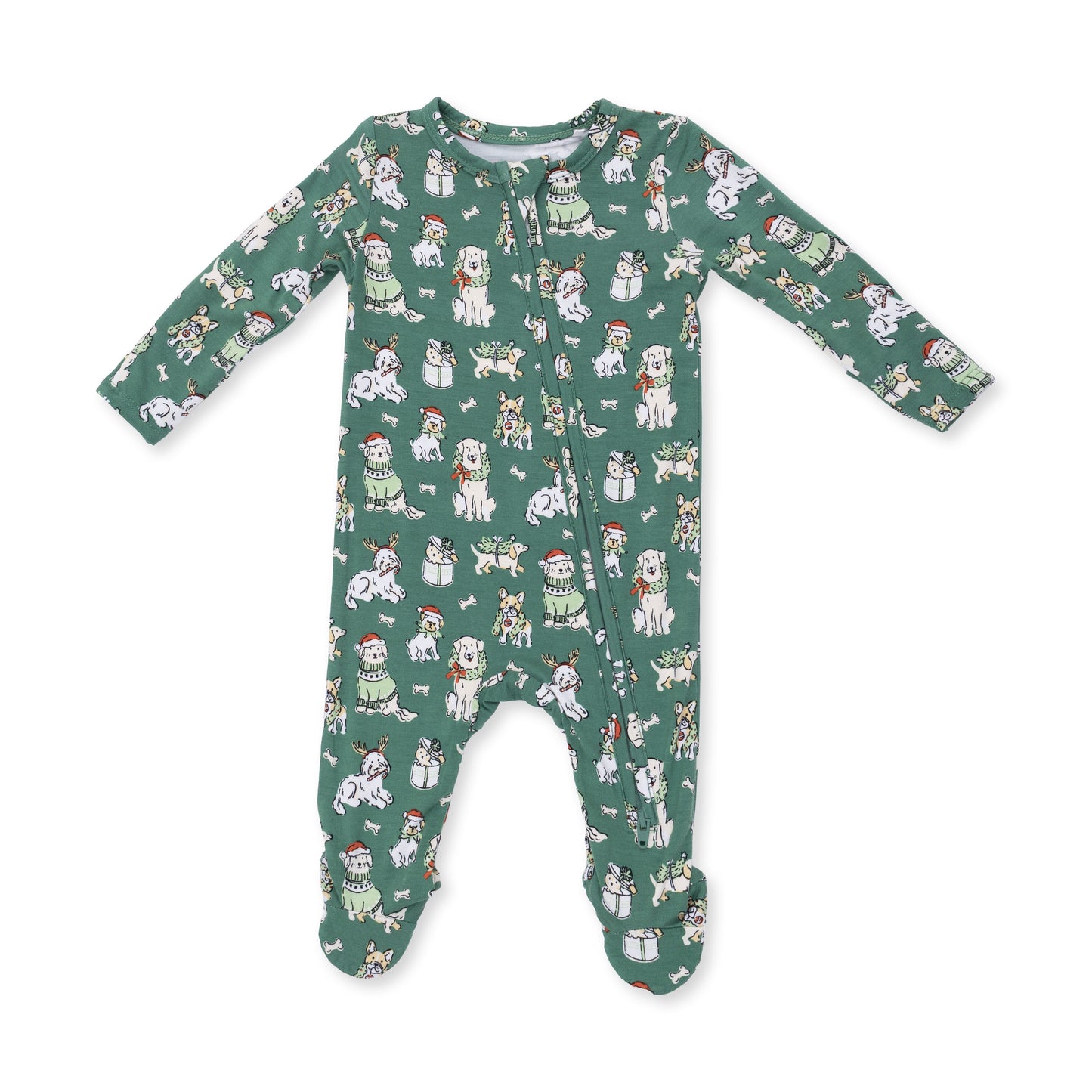 Christmas Dogs Two Way Zipper Footie