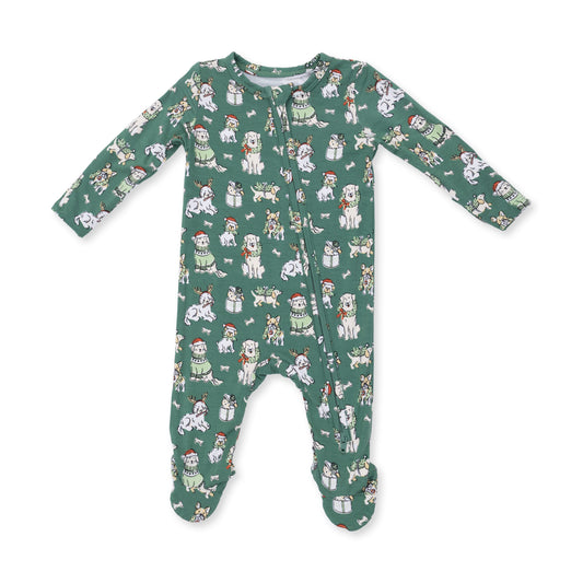 Christmas Dogs Two Way Zipper Footie