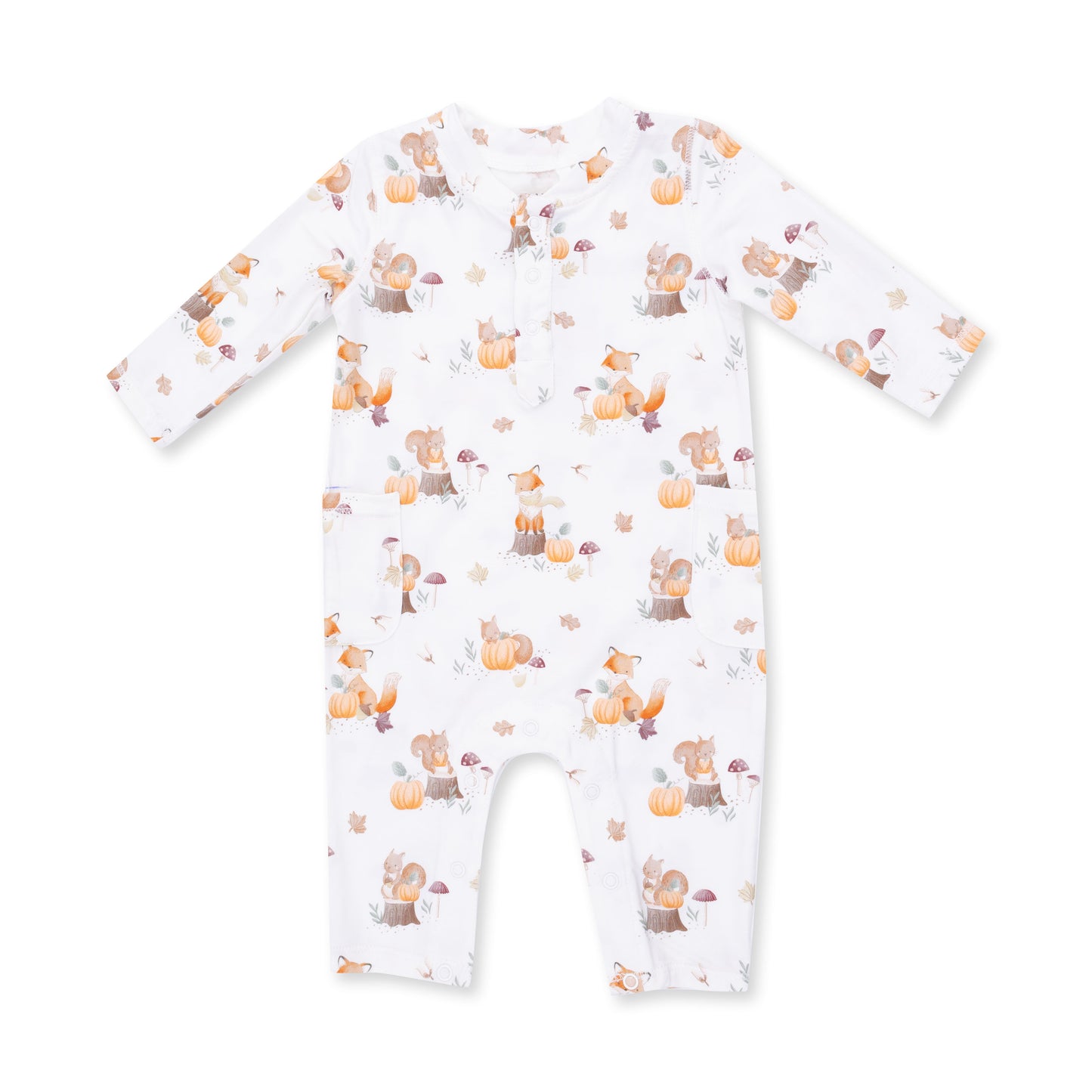 Woodland Animals with Pumpkins Uni Romper