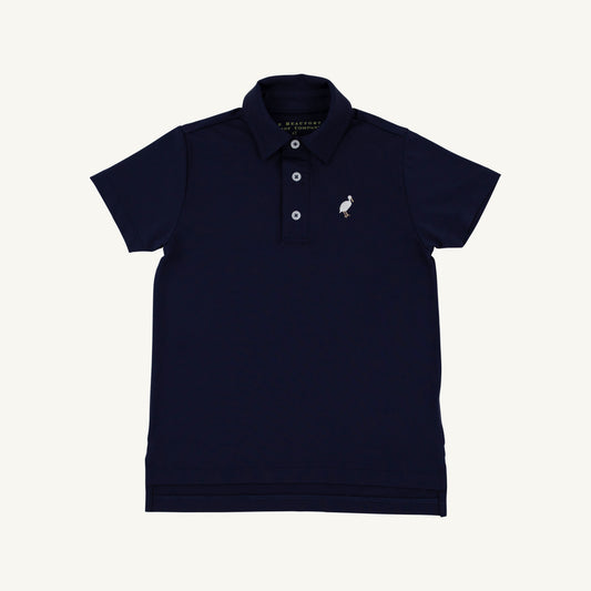 Nantucket Navy PrepleticTM Prim and Proper Polo by The Beaufort Bonnet Company, featuring a classic navy polo shirt with collar.