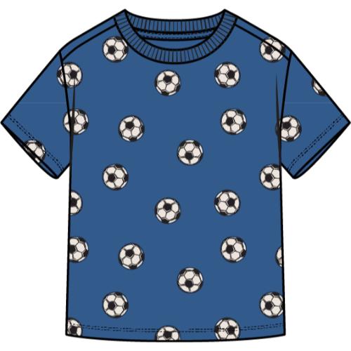 Royal blue soccer print shirt by Miles the Label, featuring a casual fit and bold sports-inspired design.