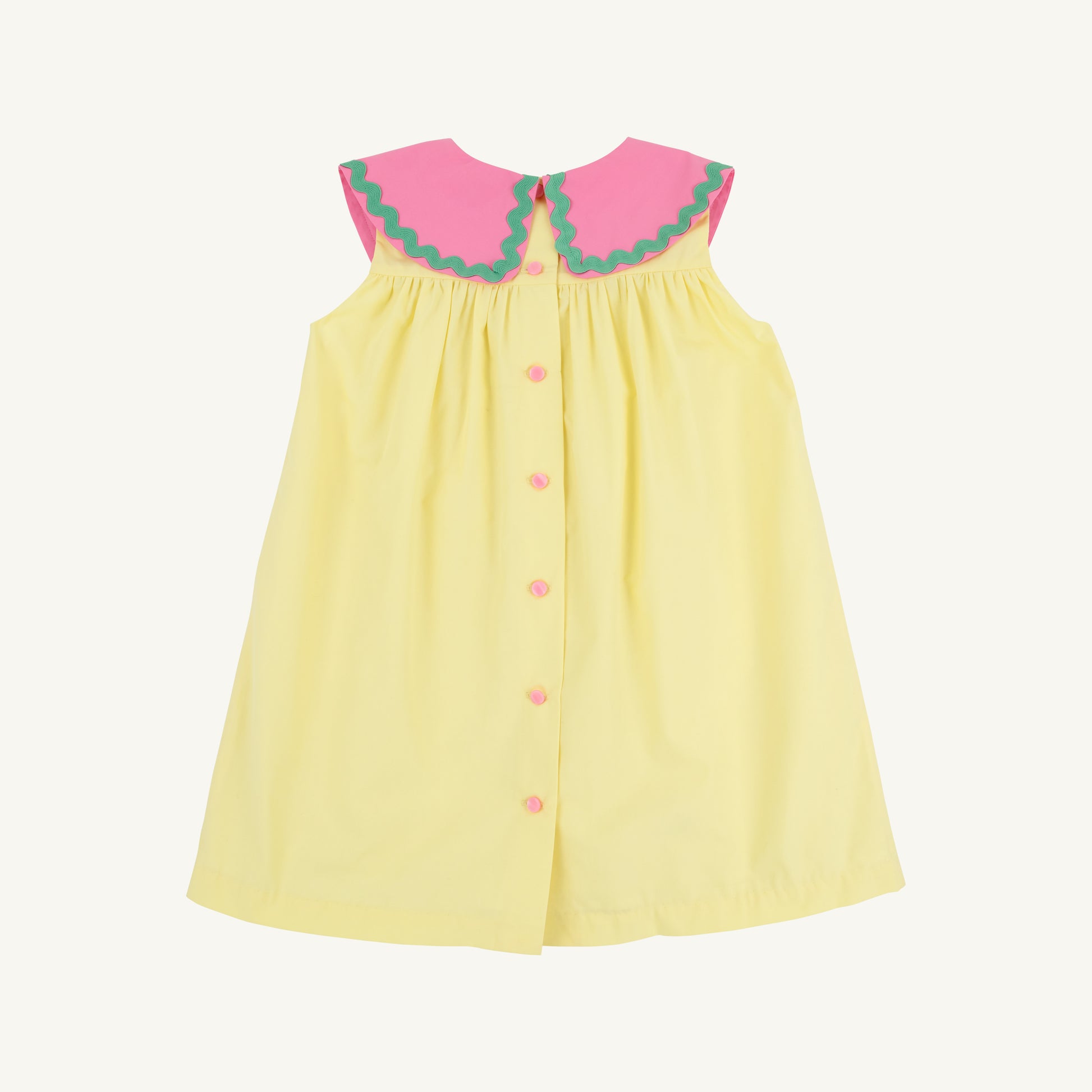 Yellow sleeveless Tabitha's Teacher's Pet dress by The Beaufort Bonnet Company featuring a classic design for young girls.
