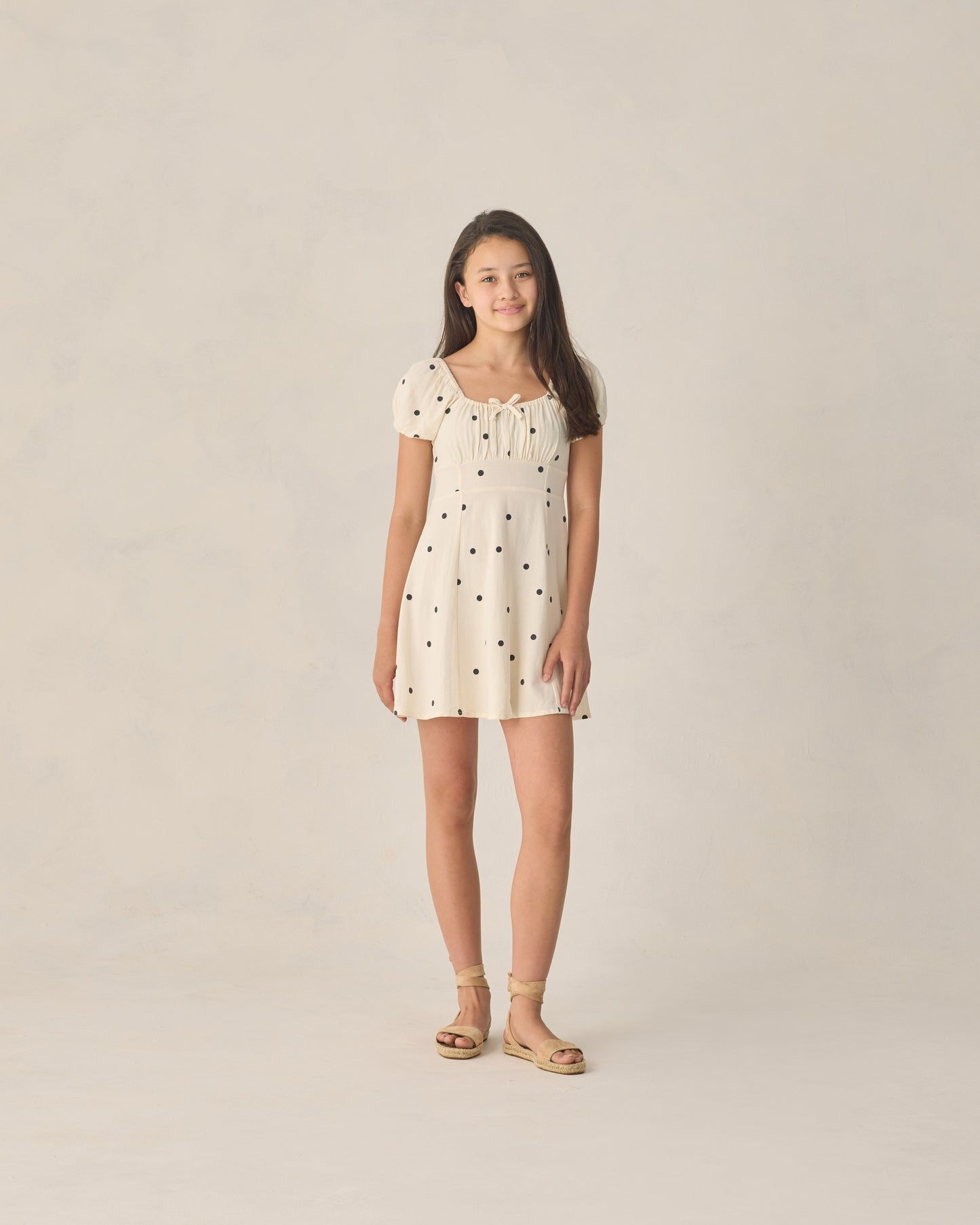 Teen Polka Dot Ivy Dress by Rylee & Cru, featuring a lightweight fabric with a classic polka dot pattern and a stylish, comfortable fit.