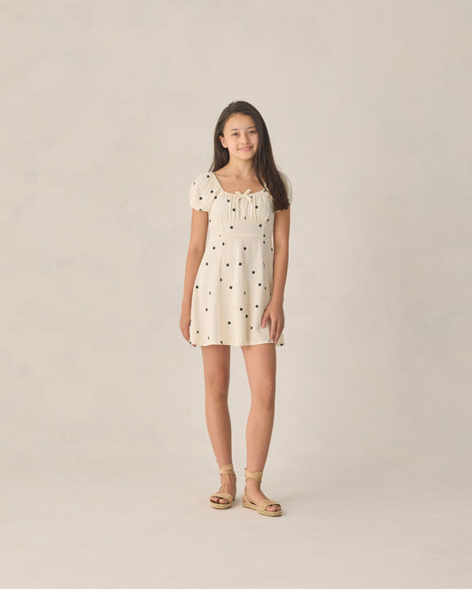 Teen Polka Dot Ivy Dress by Rylee & Cru, featuring a lightweight fabric with a classic polka dot pattern and a stylish, comfortable fit.