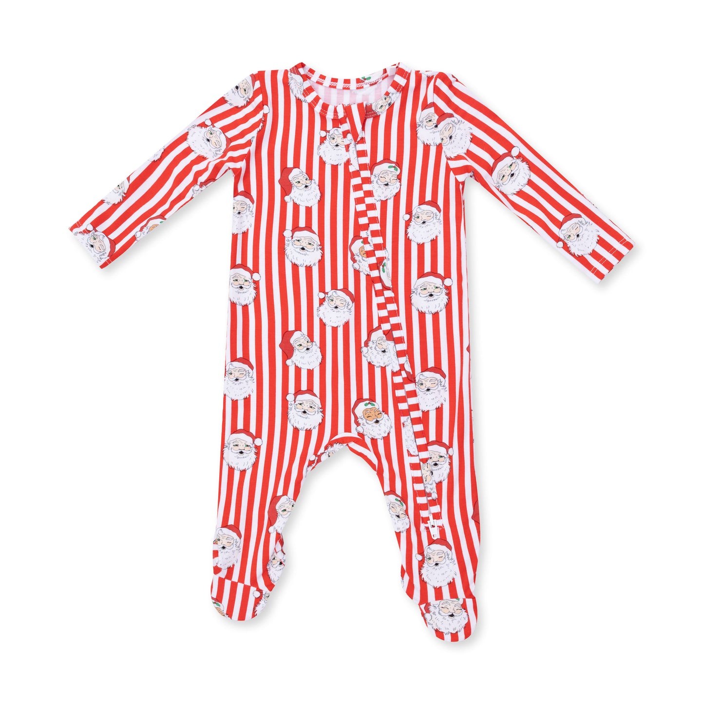 Vintage Santa Stripe Two Way Zipper Footie