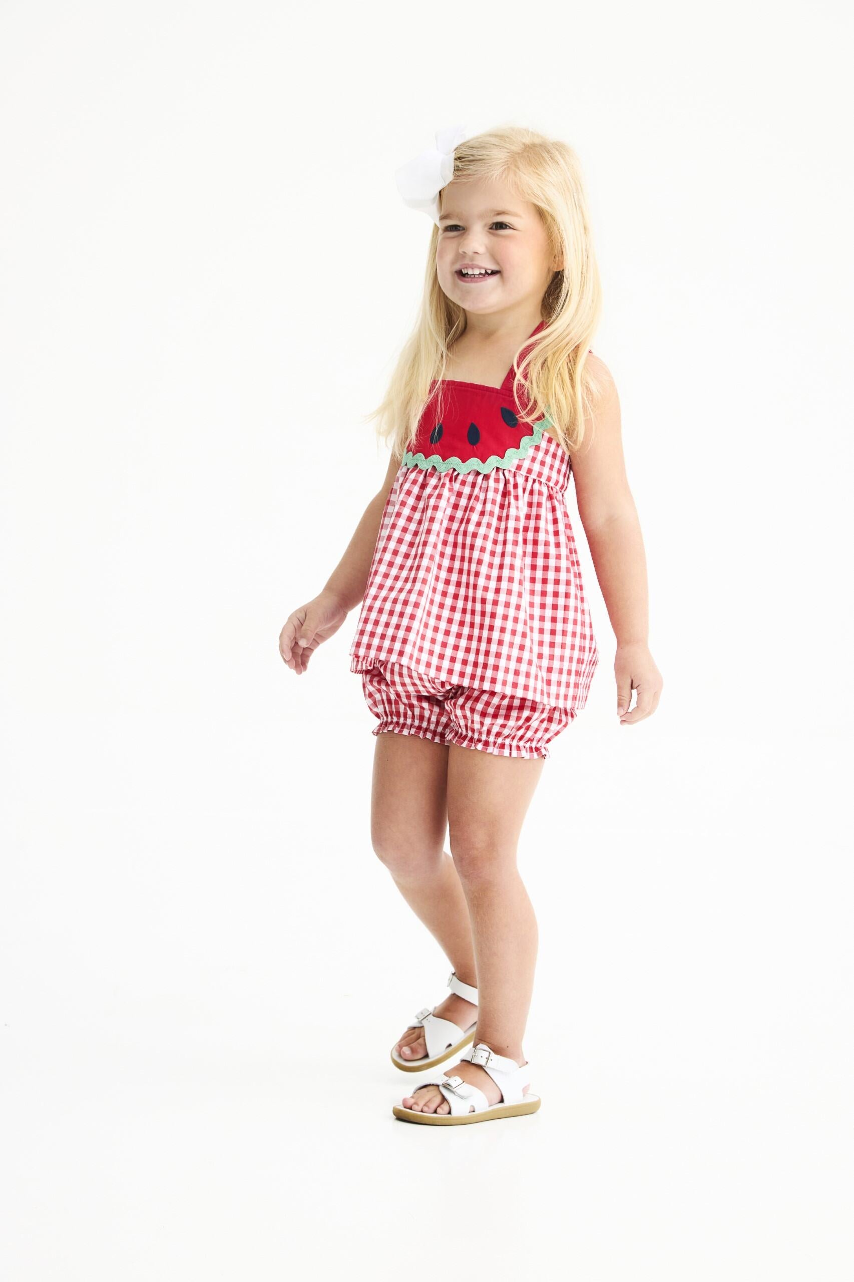 Richmond Red Gingham and Watermelon Nancy's Novelty Set by The Beaufort Bonnet Company, featuring red gingham and watermelon-themed fabric details.