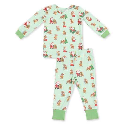 Vintage Reindeer & Santa Long Sleeve Loungewear Set