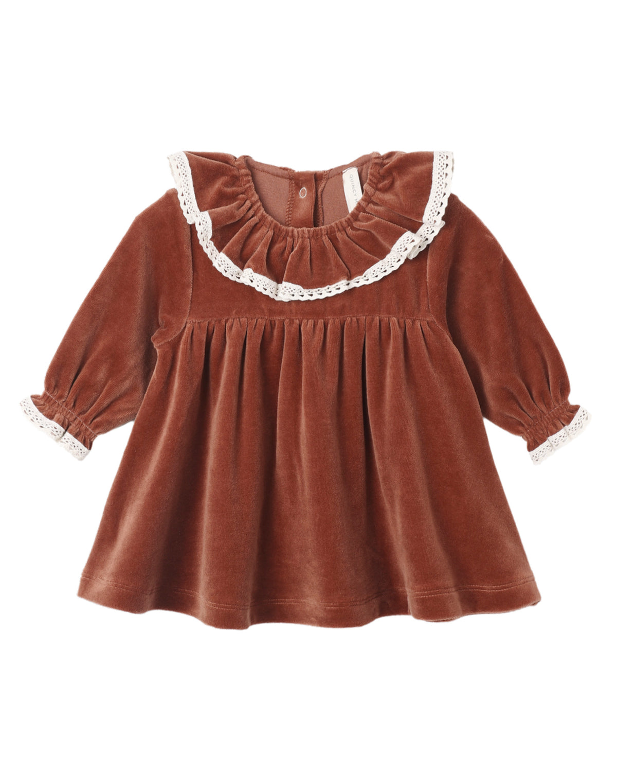 Redwood velour baby dress by Quincy Mae, soft velour fabric in a cozy, stylish design for infants.