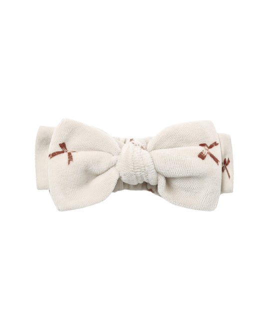 Red velour bow headband by Quincy Mae featuring a large, soft bow for a cute, comfortable accessory for little ones.