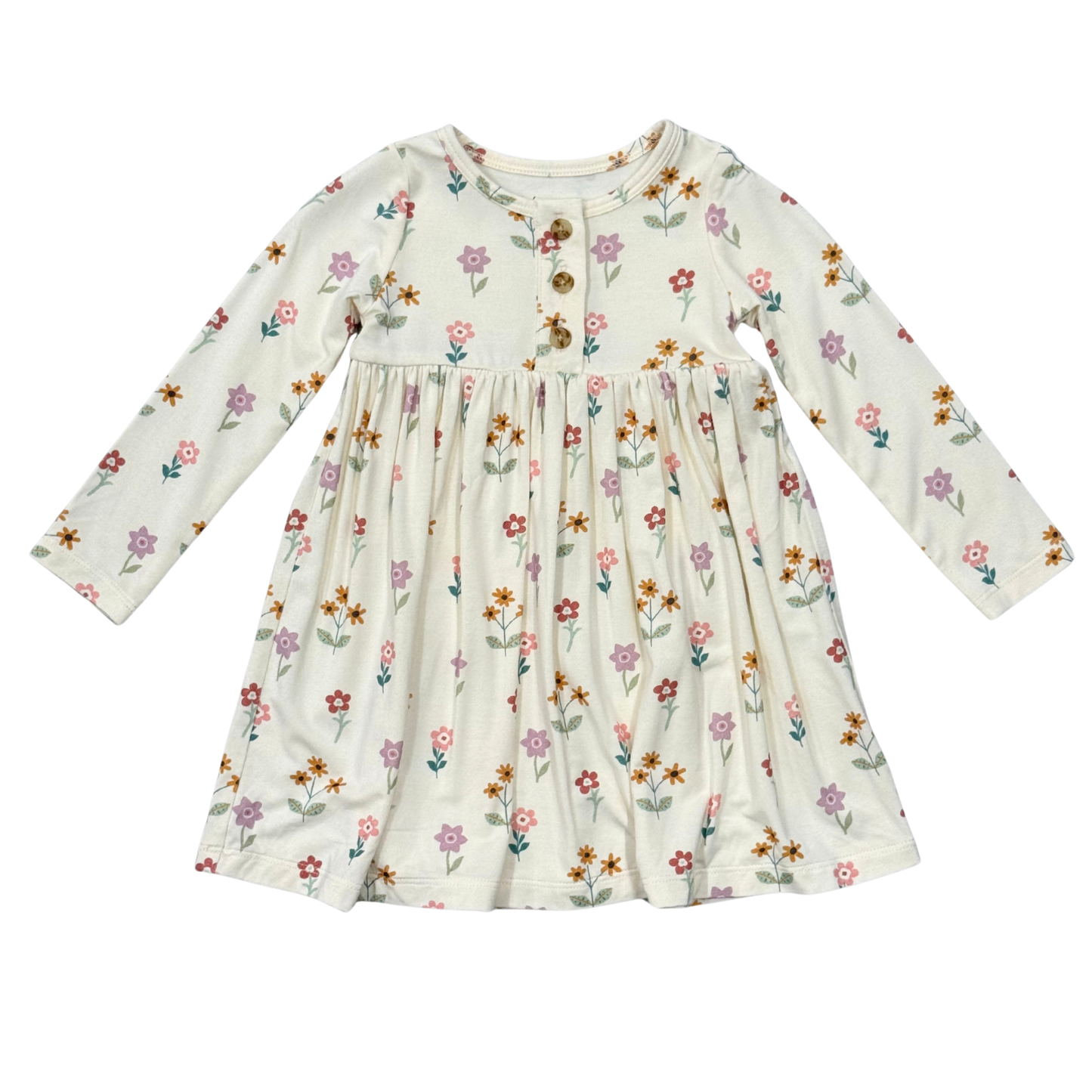 Meadow Bloom Long Sleeve Henley Dress