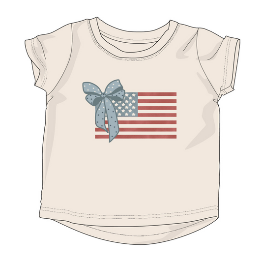 Girls' short sleeve tee featuring the American flag design from Babysprouts, casual kids' clothing with patriotic style.