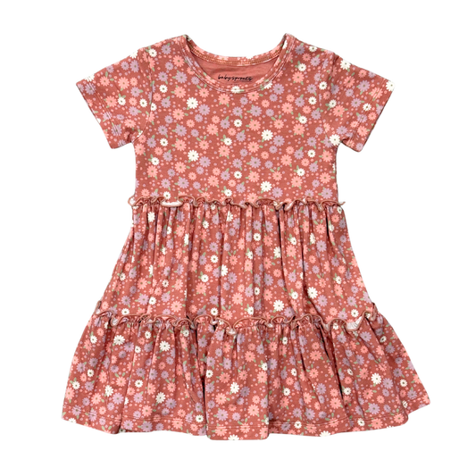 Tiny Petals Short Sleeve Double Tiered Dress