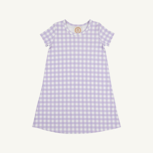 Lauderdale Lavender Gingham Polly Play Dress by The Beaufort Bonnet Company, featuring lavender gingham fabric and a classic playful design.