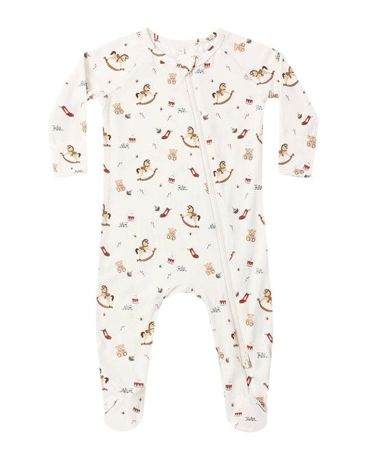 Bamboo zip footie pajamas for babies by Quincy Mae, featuring a soft, comfortable design with a front zipper for easy dressing.