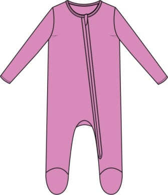 Angel Dear - Solid Cyclamen Zip Footie
