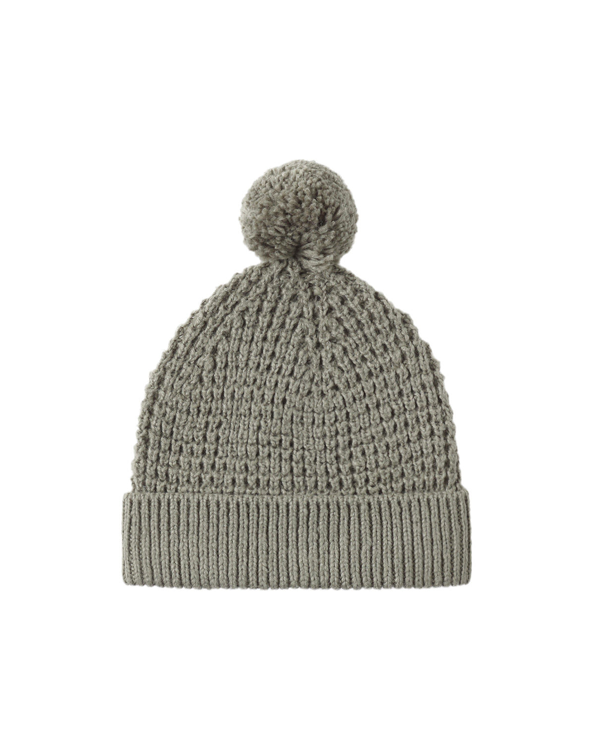 Quincy Mae Spruce Beanie in soft knit fabric, featuring a cozy, rolled-edge design for children or infants.