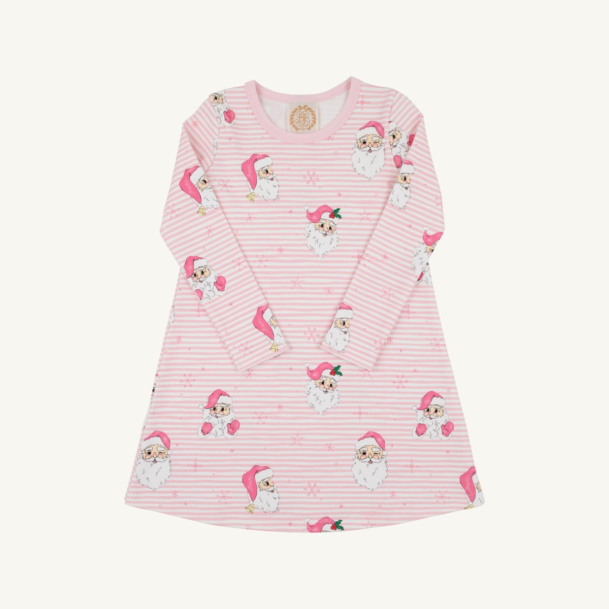 Dear Santa (Palm Beach Pink Stripe) Long Sleeve Polly Play Dress