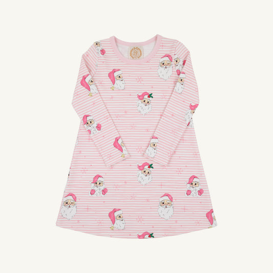 Dear Santa (Palm Beach Pink Stripe) Long Sleeve Polly Play Dress