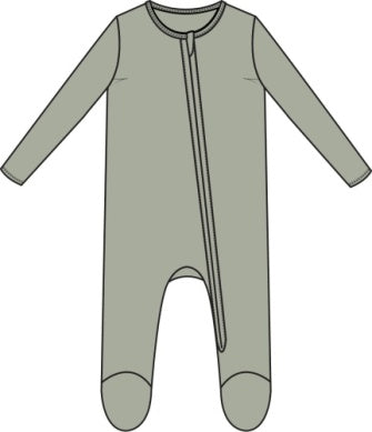 Angel Dear - Solid Sage Zip Footie