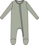 Angel Dear - Solid Sage Zip Footie