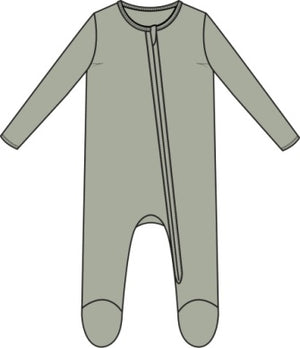 Angel Dear - Solid Sage Zip Footie