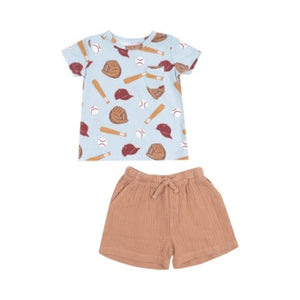 Angel Dear - Baseball Tee & Muslin Short Set