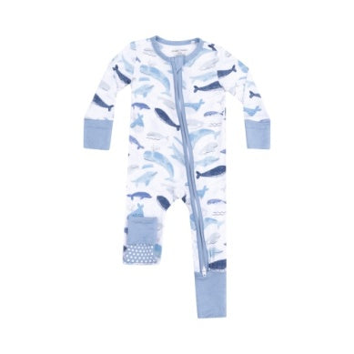 Angel Dear - Blue Whales Zip Romper