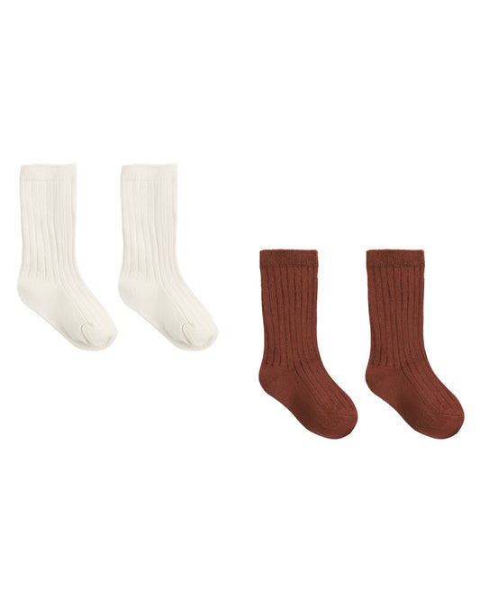 Redwood socks set by Quincy Mae featuring natural, soft fabric and cozy design for infants or toddlers.