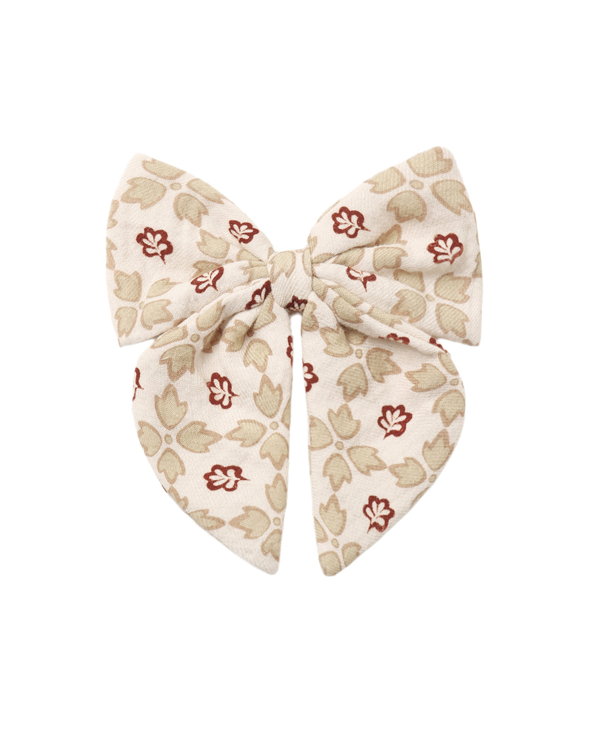 Quincy Mae Winter Rose Bow in soft pink with delicate floral design, suitable for baby or toddler headwear.