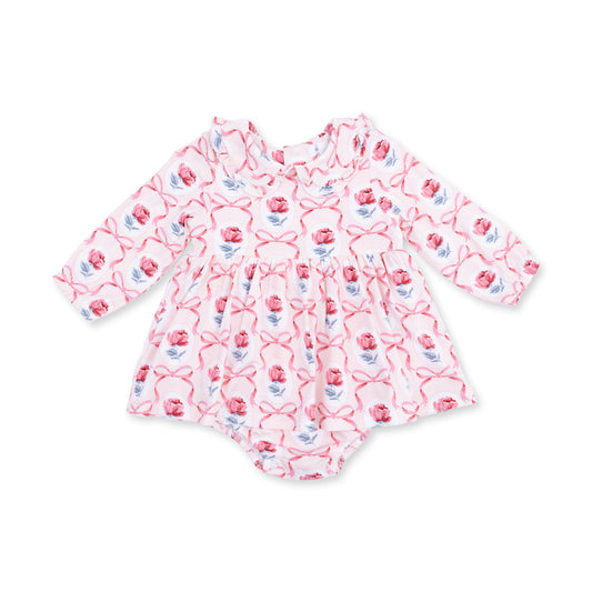 Angel Dear Leslie Rose Skirted baby outfit featuring a soft fabric skirt and adorable floral design for infants.