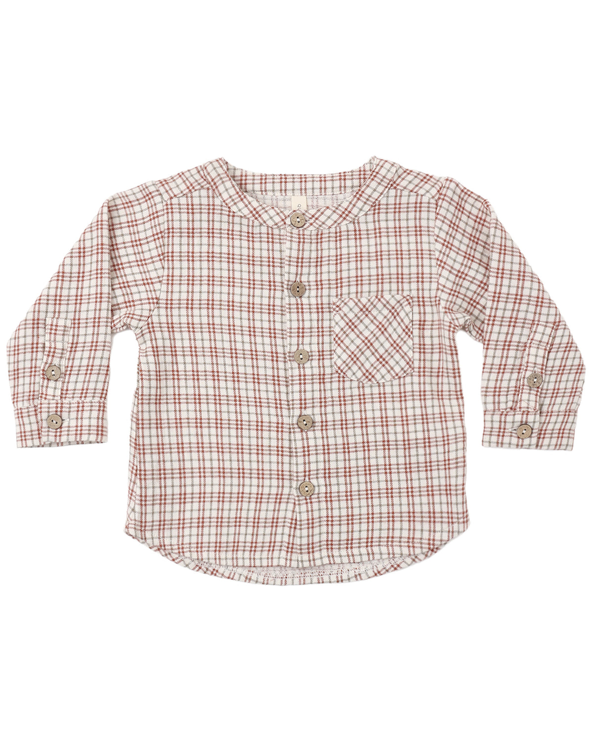 Quincy Mae Christmas plaid Milo shirt featuring red and green checkered fabric for kids' holiday festive wear