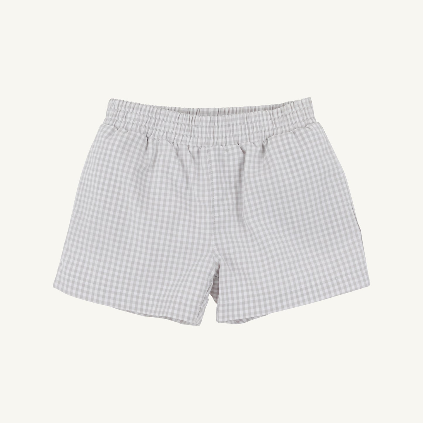 Gray and periwinkle Sheffield shorts with mini gingham and Park City pattern from The Beaufort Bonnet Company.