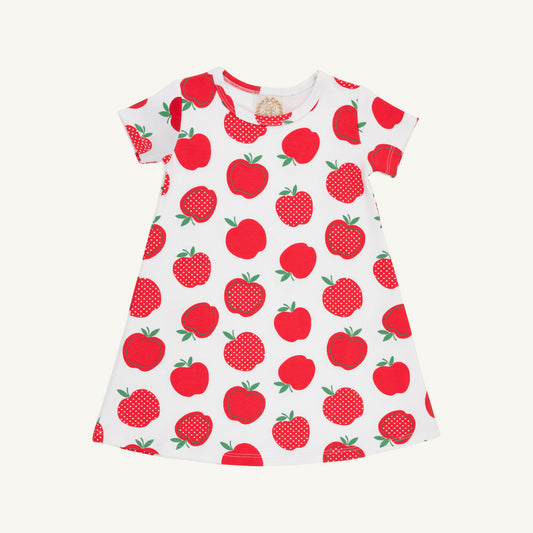 Pink and white Polly play dress for toddlers from The Beaufort Bonnet Company featuring a floral pattern and ruffled sleeves.