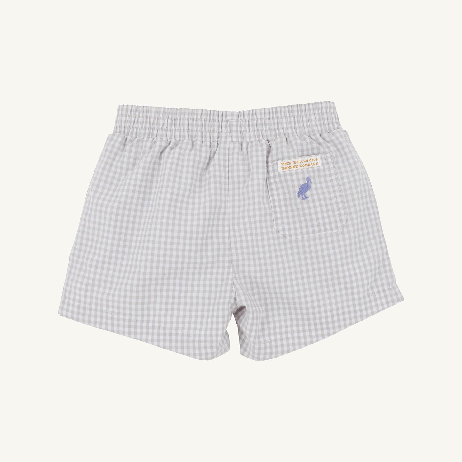 Gray and periwinkle Sheffield shorts with gingham pattern from The Beaufort Bonnet Company, featuring a classic, stylish design.