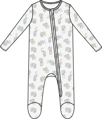 Angel Dear - Vintage Elephant ABC Zip Footie