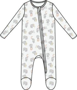 Angel Dear - Vintage Elephant ABC Zip Footie