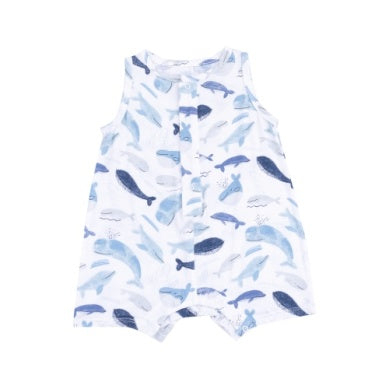 Angel Dear - Blue Whales Sleveless Shortie Romper