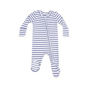 Angel Dear - Navy Vintage Stripe Zip Footie