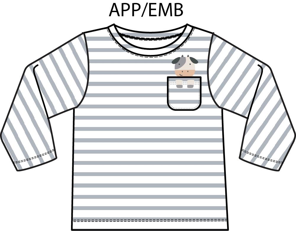Angel Dear Cows Pocket Applique long-sleeve shirt featuring a playful cow design and front pocket detail.